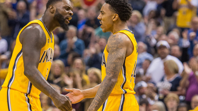 Stephenson jokes he'll tie George to a chair to keep him with Pacers