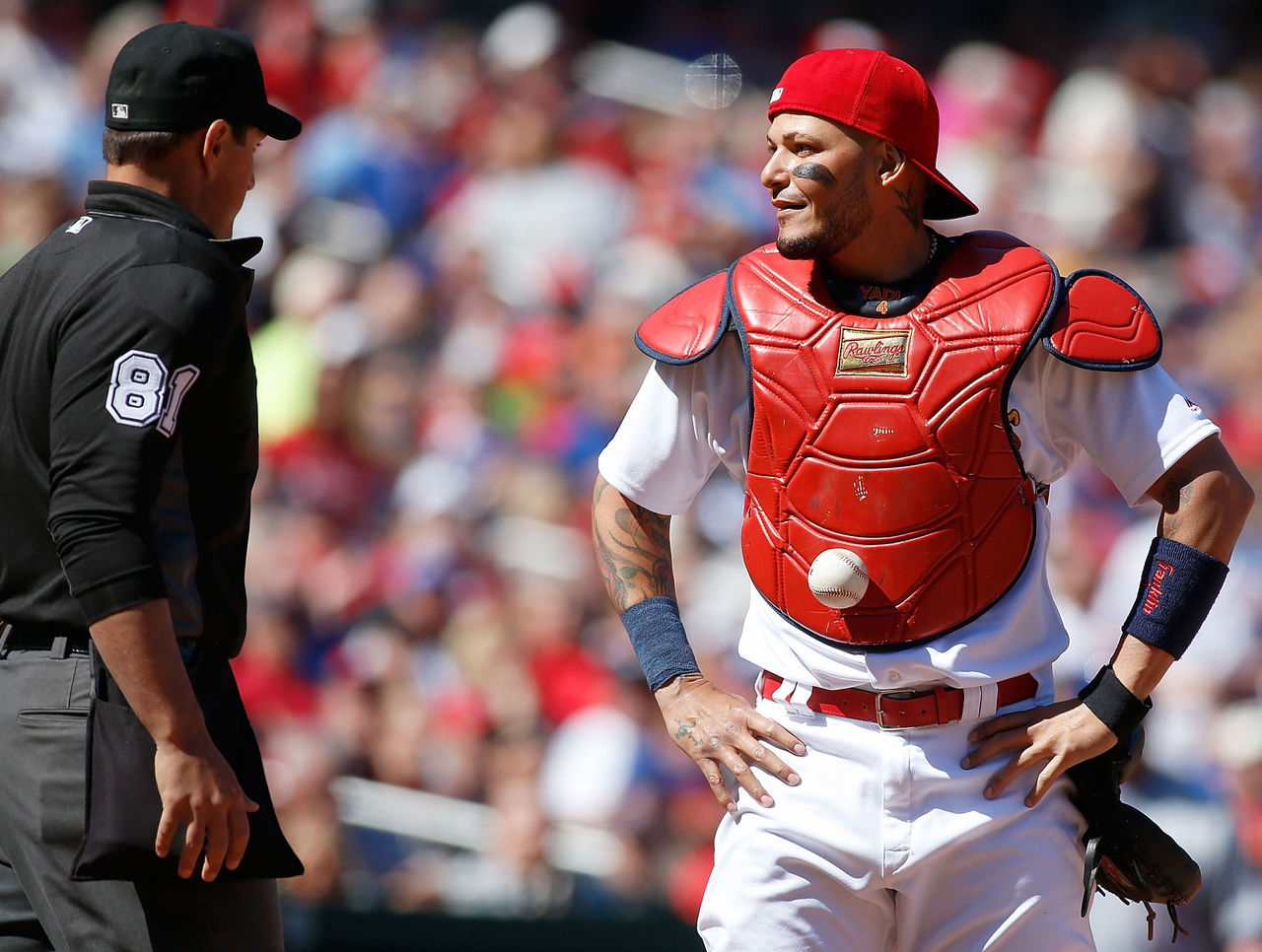 Molina: Dumb to ask about substance on chest protector