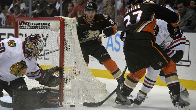 Ducks' Ritchie suspended 2 games for roughing Blackhawks' Rozsival