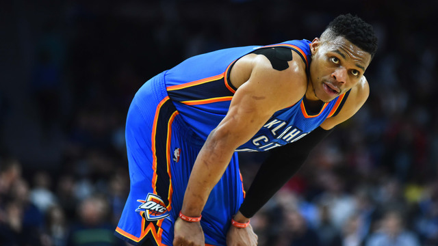 Watch: Russ deliberately looks for assists, but comes up short of triple-double