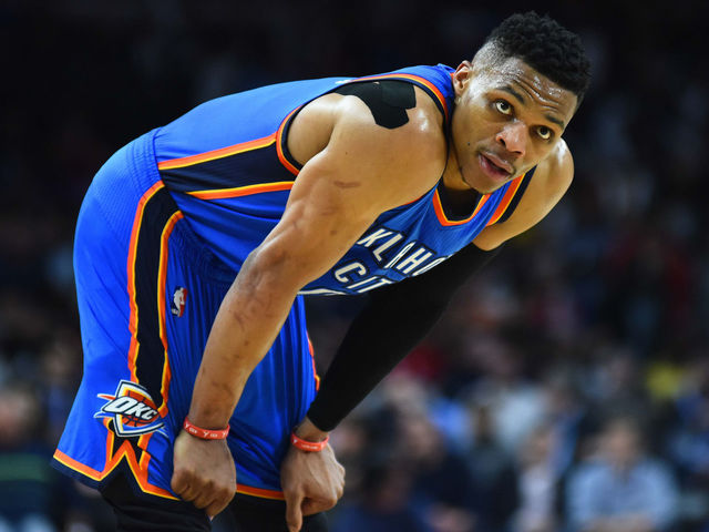 Watch: Russ deliberately looks for assists, but comes up short of triple-double