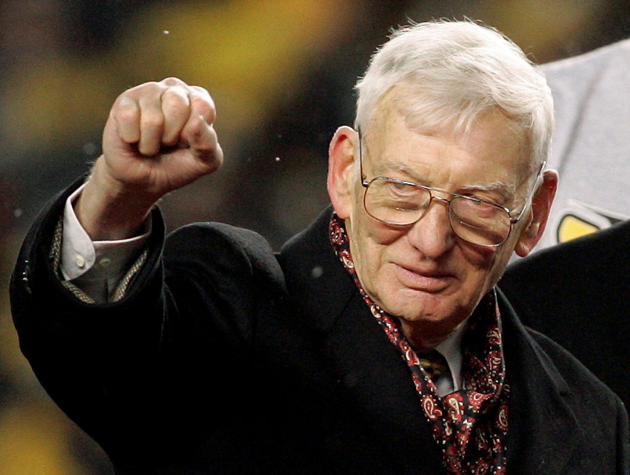 Pittsburgh Steelers played don a patch honoring the late Dan Rooney on  their uniform during the Steelers 26-9 win against the Minnesota Vikings at  Heinz Field on September 17, 2017 in Pittsburgh.