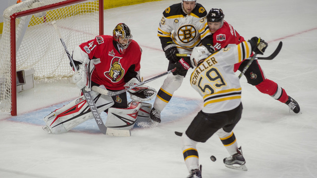 Watch: Bruins' Schaller scores shorthanded after Anderson miscue