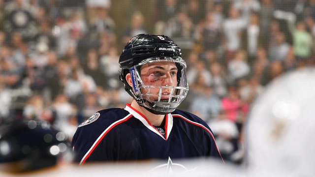 Watch: Penguins score moments after Werenski bloodied by puck to face