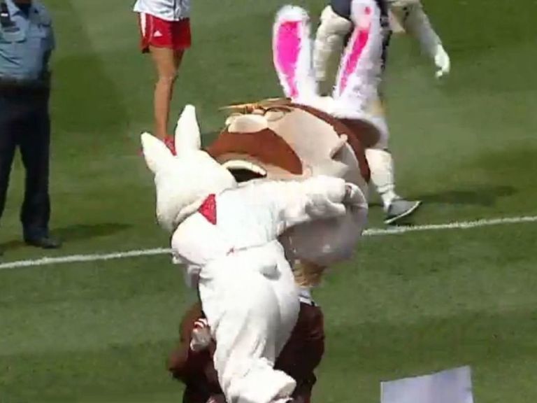Watch Easter Bunny destroys Teddy Roosevelt in Nats' Presidents Race