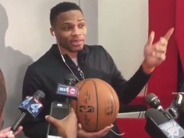 'You think it's a joke': Westbrook brings 'best friend' to media scrum