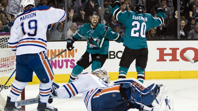 Sharks dismantle Oilers to square series