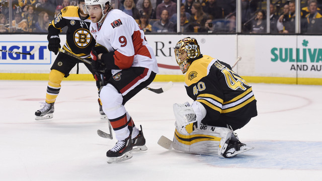 Watch: Ryan bangs home loose puck past sprawling Rask