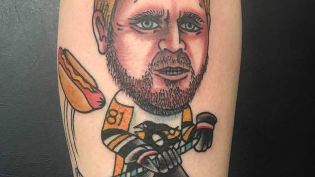 Another Penguins fan got a Phil Kessel hot dog tattoo