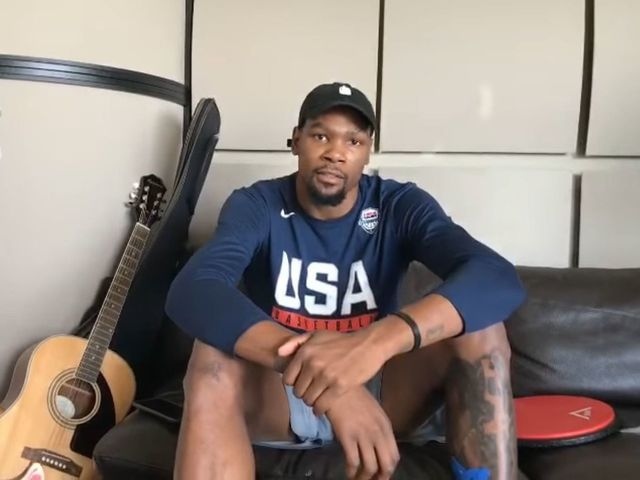 Watch: Durant in good spirits, says he hopes to return in Game 3