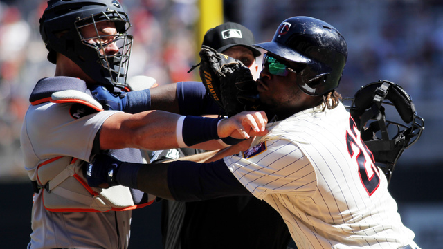 Watch: Sano shoves McCann, benches clear at tense Target Field