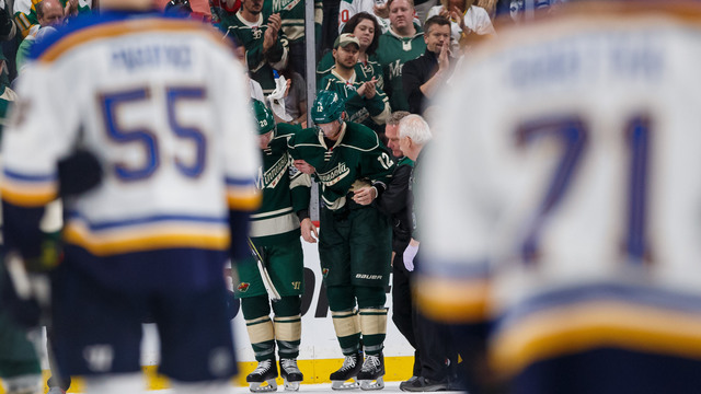 Wild's Staal taken to hospital after crashing into end boards headfirst