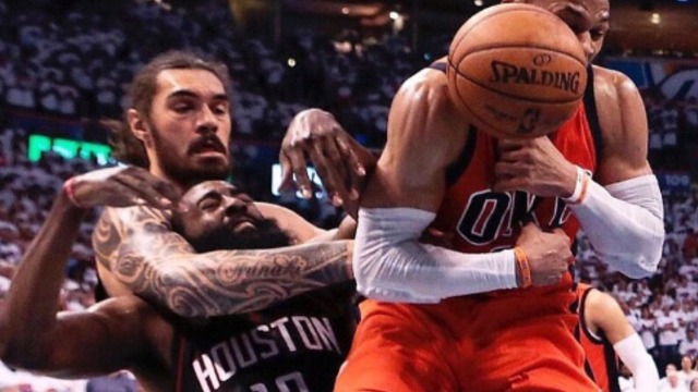 Rockets GM tweets photo of Steven Adams putting Harden in headlock