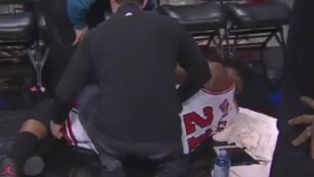 Watch: Trainers work on Butler's back extensively after hard fall