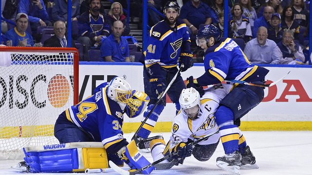 Blues continue trend of unimpressive playoff wins