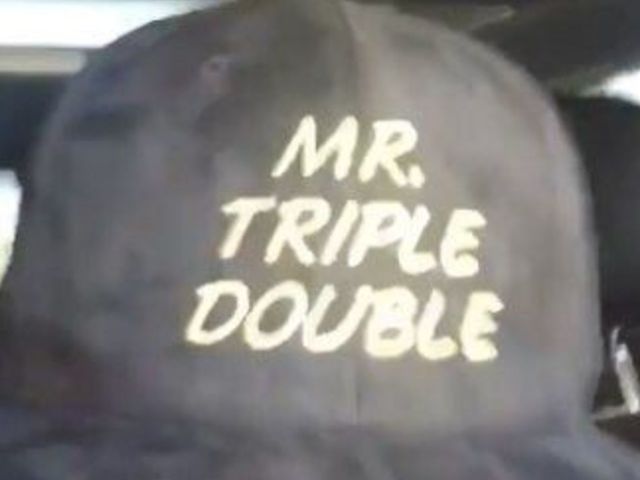 Watch: Russell Westbrook rocks a 'Mr. Triple-Double' hat