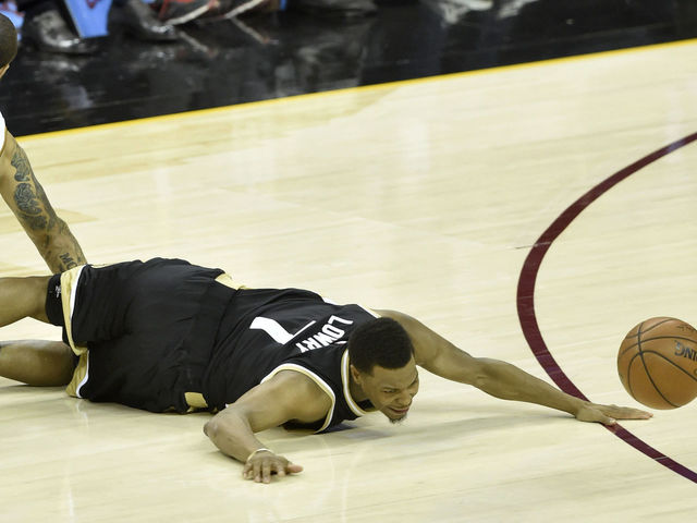 Watch: Lowry suffers ankle injury in collision with Powell