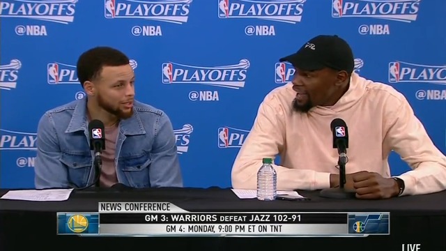 Watch: Curry, Durant bewildered by reporter saying 'kerfuffle'
