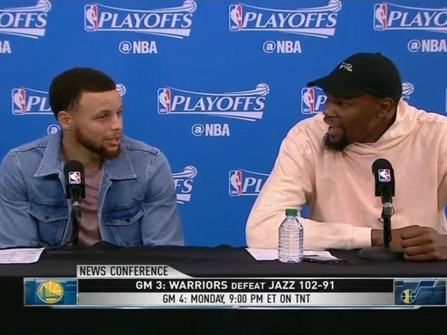 Watch: Curry, Durant bewildered by reporter saying 'kerfuffle'