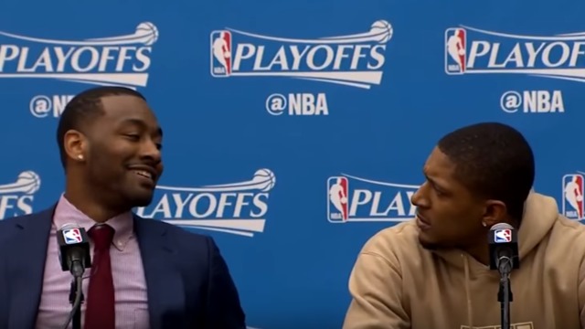 Watch: Beal dumbfounded after learning of Wall's jump onto scorer's table