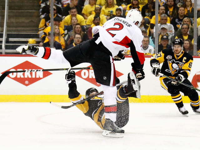 Watch: Phaneuf levels Rust with devastating open-ice hit