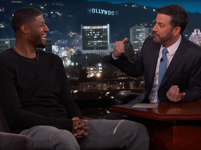 Watch: Paul George is mum about Lakers rumors on 'Jimmy Kimmel Live!'