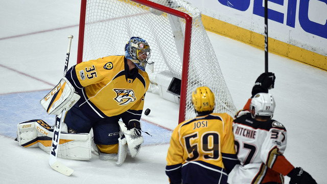 Predators' home playoff win streak ends at 10 games