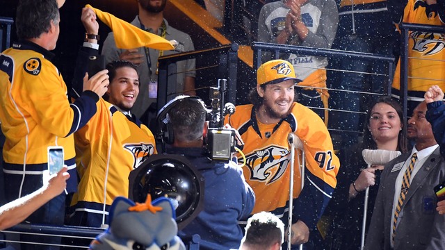 Watch: Johansen, Fiala fire up Predators fans at Bridgestone Arena