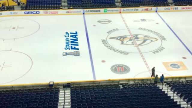 Look: Stanley Cup Final logo painted on Predators' home ice