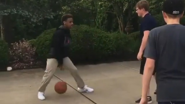 Watch: LeBron James Jr. joins kids for pickup game, dunks all over them