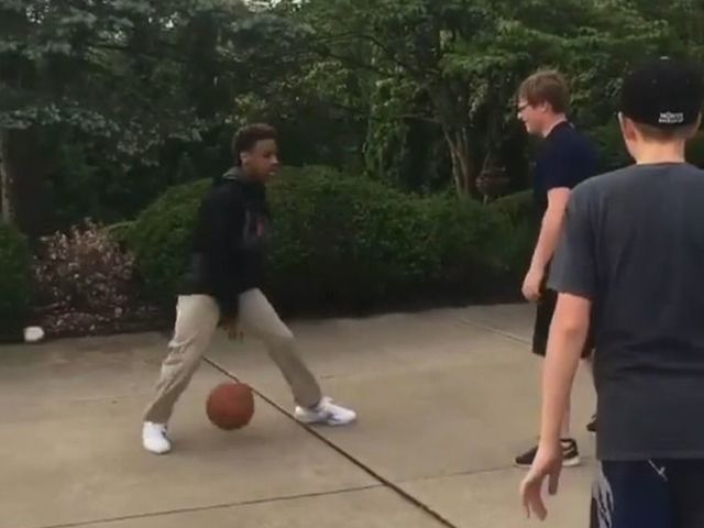 Watch: LeBron James Jr. joins kids for pickup game, dunks all over them
