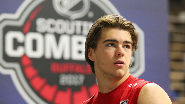 Watch: 'Bike guy' screams at Hischier, Nolan during combine workout