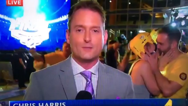 Watch: Predators fans make out during live TV segment