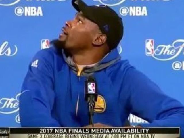 Watch: Scary noises cut Durant's press conference short