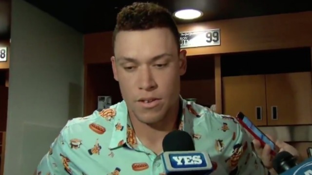 Judge dons 'Great Hambino' shirt for postgame interview