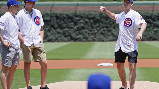 Watch: Nolan Patrick throws out opening pitch at Wrigley Field