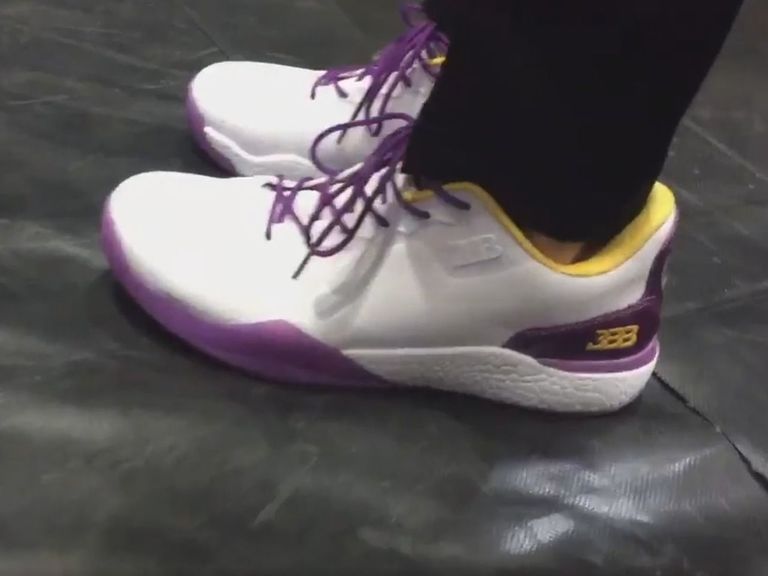 Lonzo wears Lakers colorway ZO2's to draft, didn't have backup ...