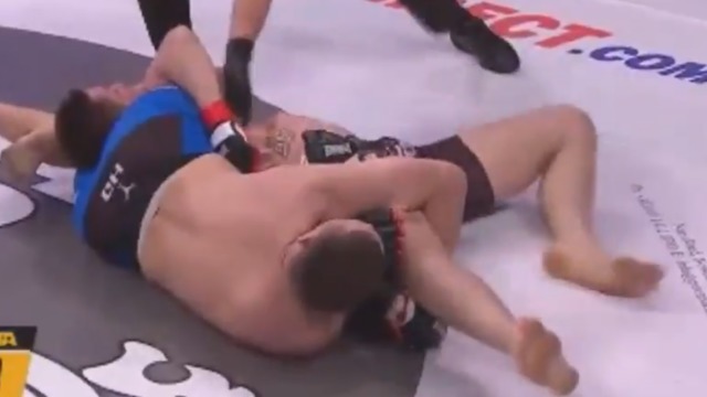 Watch: Fighter sleeps opponent with inverted triangle choke at BAMMA 30