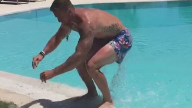 Watch: Rangers' Grabner impressively jumps out of pool