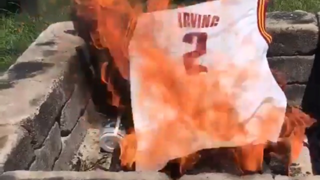 Watch: Cavs fans already burning Kyrie's jersey