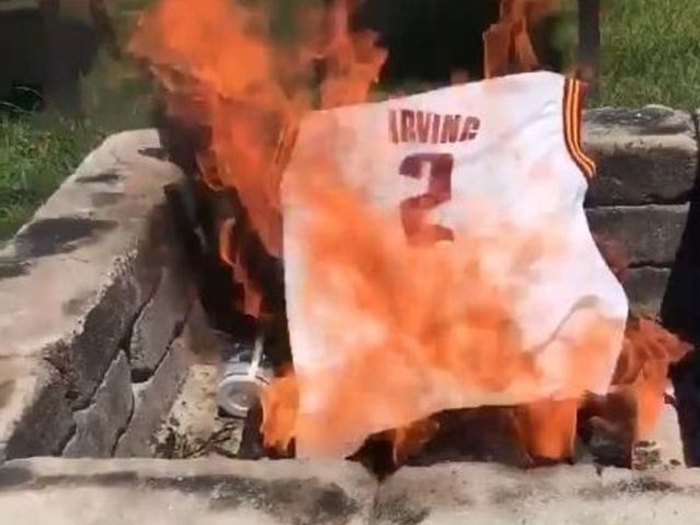 Watch: Cavs fans already burning Kyrie's jersey