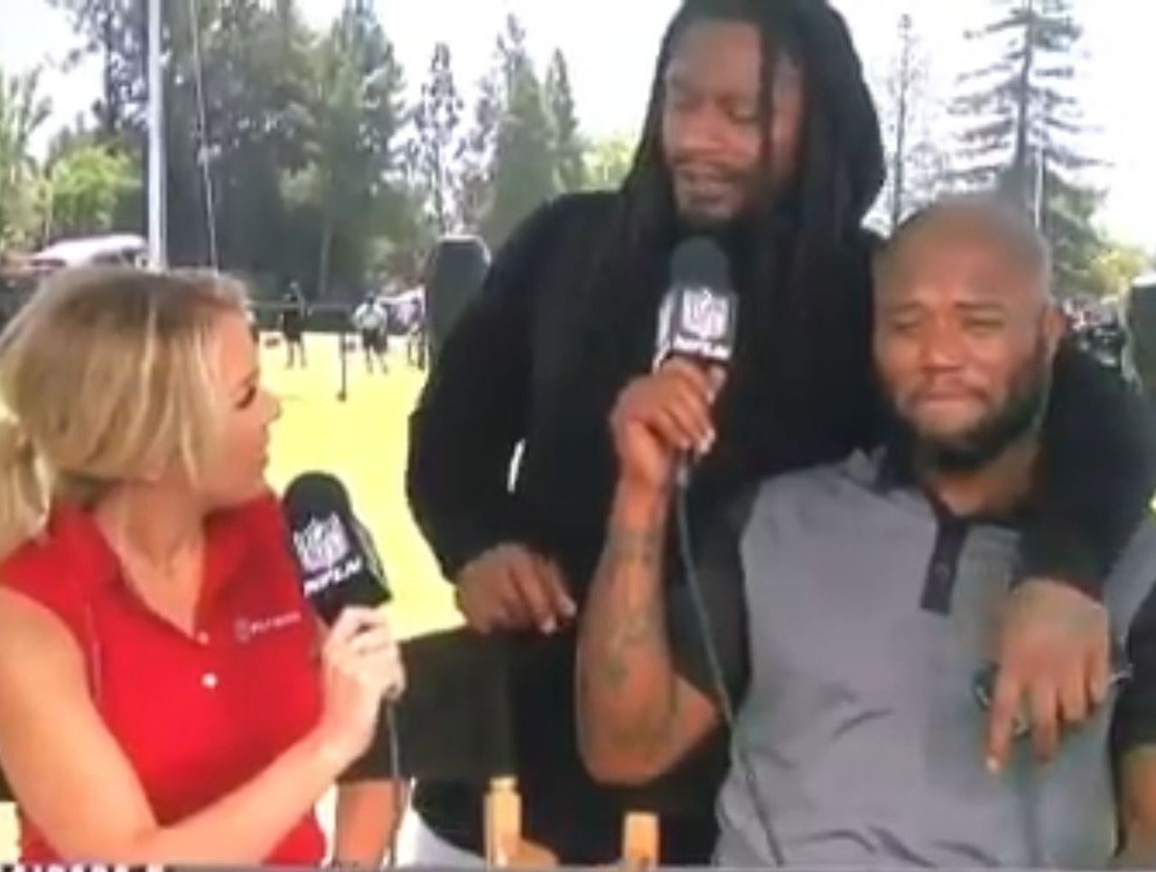 Marshawn Lynch asks NFLN's Colleen Wolfe out before realizing she's  married, swears on TV again