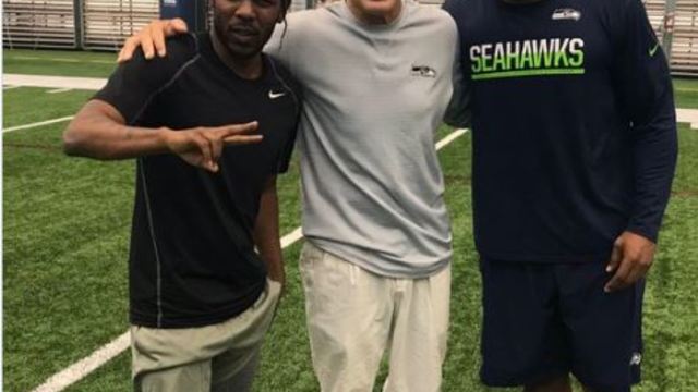 Kendrick Lamar attends Seahawks' practice