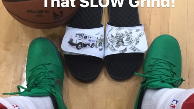 Look: Isaiah has Brinks truck sandals