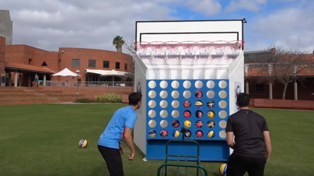 Watch: Fans construct basketball-inspired 'Connect 4' game