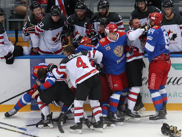 Watch: Canada, Russia get in line brawl in Olympic tune-up tournament