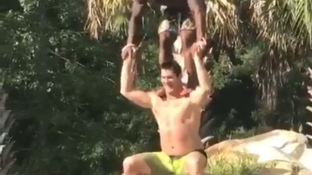 Watch: Gary Barnidge, DeAngelo Williams team up for pool stunt