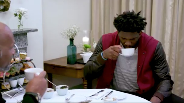 Watch: Embiid celebrates 76ers' London game with afternoon tea