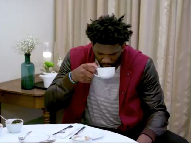 Watch: Embiid celebrates 76ers' London game with afternoon tea