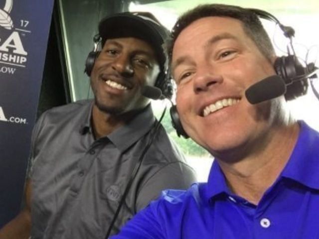 Iguodala joins TNT telecast at Quail Hollow; receives short game lesson